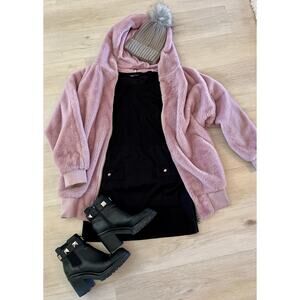 Free People Turn Up Zip Hoodie Lavender Haze Faux Fur Jacket M